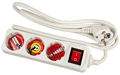 Arcas 92700003 - Steckdosenleiste 3 fach mit Schalter und Kinderschutz, Kabellänge ca. 1,5 m, Farbe weiß, Anschlussleistung 3500 Watt, Spannung 230 Volt, Netzstecker Typ F: 2 polig