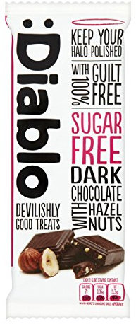 Diablo Dark Chocolate with Hazelnuts, Sugar-Free Dark Chocolate Bar - Maltitol Sweetened, Gluten-Free, Ideal Snack for All - Celebrate Any Occasion, Birthdays, Valentines, Anniversary - 85g, 1 Pack