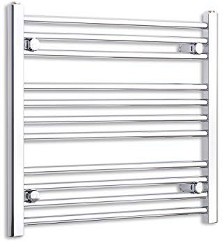 companyblue 700mm Wide Chrome Heated Towel Rail Radiator Flat/Straight Ladder for Stylish Bathroom (700 x 600 mm)