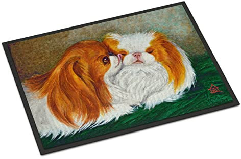 Caroline Tesoros MH1045MAT de Spaniel japonés Best Friends Alfombrilla para Uso en Interiores o al Aire Libre, 18 x 27 , Multicolor