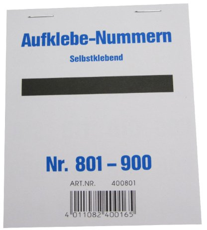 Wolf & Appenzeller 400801 - Gewinnaufklebe-Nummern 801-900, selbstklebend