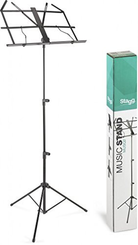 Stagg 22041 Notenständer mit Nylon-Verbindungsteilen (zusammenklapbar, Ablagehöhe: 52-123cm (20,5-48,5 Zoll), 3x Sektionen: 10/13/16mm, Rohrdurchmesser Beine: 12mm)