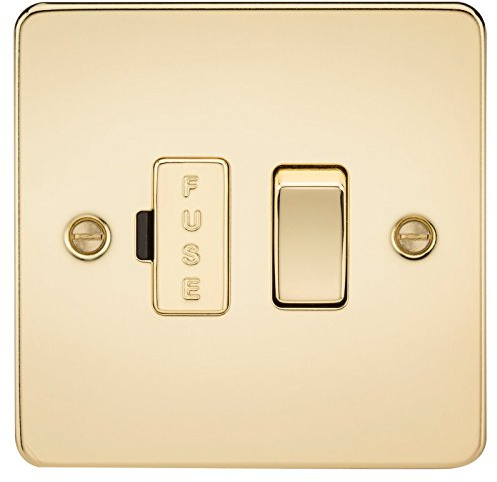 Knightsbridge FP6300PB 13 A Flat Plate Switched Fused Spur Unit, Polished Brass