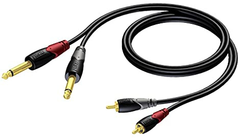 Procab CLA631 Classic 2x Cinchstecker - 2x 6,3 mm Mono-Klinkenstecker-Adapterkabel, 5m