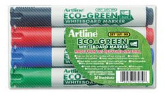 Shachihata Artline Eco-Green Whiteboard Marker, Assorted Colors (4-Pack)