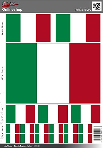 BIKE-label Länderflaggen Aufkleber 2D Italien für Auto Motorrad Tür Camper Sticker 400040
