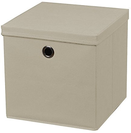 2 Stück Faltbox Creme 28 x 28 x 28 cm Aufbewahrungsbox faltbar mit Deckel