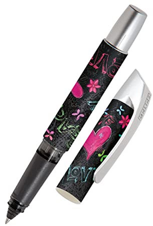 ONLINE Campus „Be Happy“ Tintenroller mit Patrone I Ergonomischer Rollerball für Rechts- & Linkshänder mit fröhlichem Design I Tintenroller Kinder & Erwachsene I inkl. Kombipatrone I Made in Germany