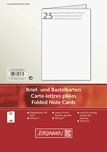 BRUNNEN 1053660 Brief-/Falt-/Visitenkarte (unbedruckt Briefkarte, A6, 250 g/qm, 25 Blatt)