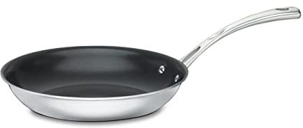 CUISINART Poêle à frire anti-adhésive en acier inoxydable, Acier inoxydable, Argenté., 10-Inch
