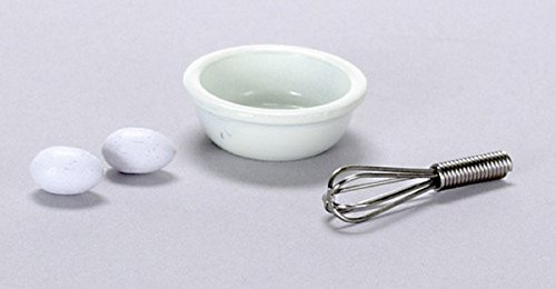 Puppenhaus Miniatur Küchenzubehör Schneebesen Schale & 2 Eier 65270