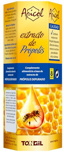 Propolis 100% Puro Extracto - Propóleo Líquido Natural - Rico en Flavonoides - Depurado, Sin Resinas y Sin Alérgenos - Apicol Própolis 60 ml de Tongil