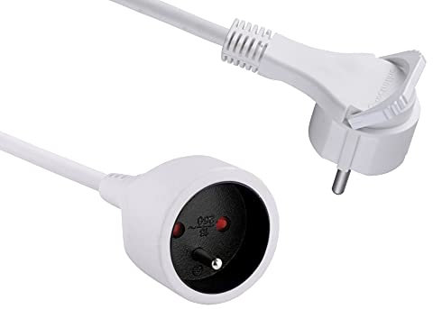 Electraline 101461 Rallonge Prolongateur électrique 5 m fiche extra plate 16A - section 3G1,5 mm²