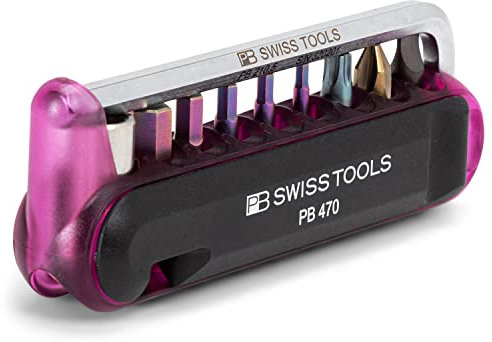 PB Swiss Tools Fahrrad Multitool PB 470 | 100% Swiss Made | Multitool Werkzeug mit Bits, Winkelschraubendreher, Adapter, Reifenheber für Mountainbike, Rennrad, Fahrrad