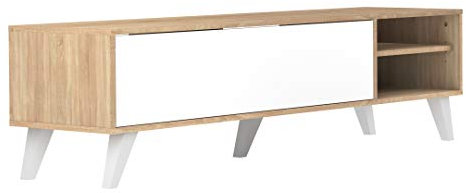 Symbiosis Prism, Tavolino porta tv, rovere naturale e bianco 165x40x43,2 cm
