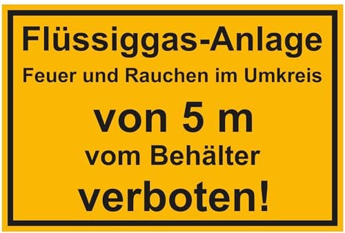 Líquido de gas Anlage Fuego y fumar en umkreis Nota Cartel, de aluminio Dibond 30 x 20 cm