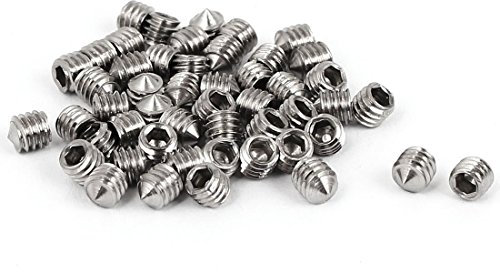 sourcing map Vis Pointeau Conique pour Poignée de Porte Vis Sans Tête Hexagonale M4 x 4mm acier inoxydable 304 50 Pcs