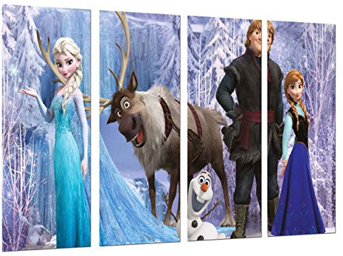 Wandbild - Frozen, Karikatur, Elsa, Olaf, Hans, 131 x 62 cm, Holzdruck - XXL Format - Kunstdruck, ref.26547