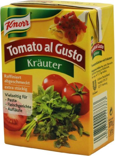 Knorr Tomato al Gusto Tomatensauce mit Kräutern, Soße aus 100% sonnengereiften, italienischen Tomaten 370 g