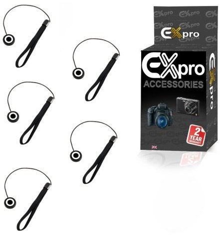 Ex-Pro Lens Cap Keeper Holder [Elasticated] for Canon, Nikon, Sony Alpha, Fuji, Pentax, Pansonic, Samsung SLR & DSLR Cameras. [5 Pack]