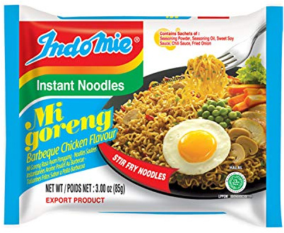 Indo Mie Mi Goreng Fried Noodles, Barbeque Chicken, 3 Ounce (Pack of 30)