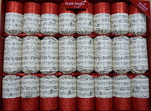 Deluxe 14 Christmas crackers with musical design and handbells inside