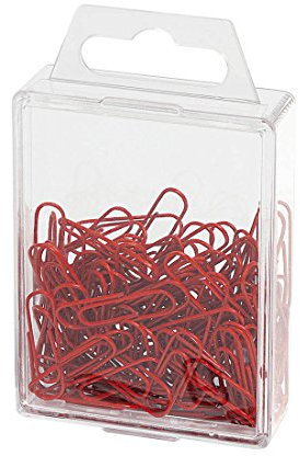 Wedo 901244202 Büroklammern (Metall, 27 mm, mit Kunststoffüberzug) 100 Stück, rot