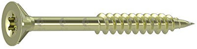 Dresselhaus JD-79 1137 Vis de fixation panneaux de bois à étoile en I, tête fraisée, filetage et nervures de fraise sous la tête galvanisé- chromé - jaune - 6 x 240 mm- 100 Pièces