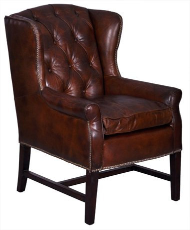 Ohrensessel Kaiser Vintage-Leder Echtleder Sessel Vintage Cigar Dunkelbraun