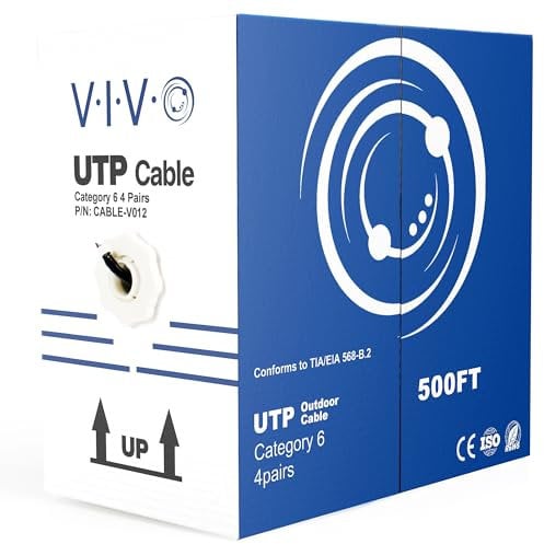 VIVO Black 152m Bulk Cat6, CCA Ethernet Cable, 23 AWG, UTP Pull Box, Cat-6 Wire, Waterproof, Outdoor, Direct Burial CABLE-V012