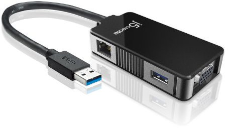 j5 create JUA370 adaptador de cable USB3.0 USB3.0, / RJ45 / VGA Negro