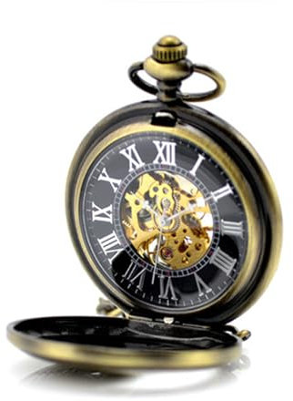 Feilok Antiken Bronze,Römische Ziffern, Handaufzug Mechanische Taschenuhr, Anhänger Kette, Phönix-Firebird,Hochqualität