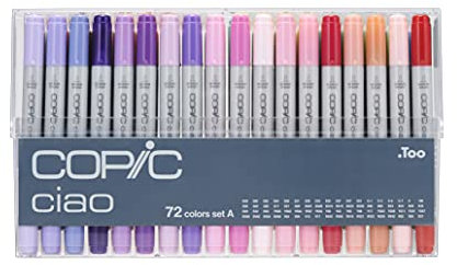 COPIC Ciao Marker Set A mit 72 Farben, Allround Layoutmarker, im praktischen Acryl-Display zur Aufbewahrung und einfachen Entnahme