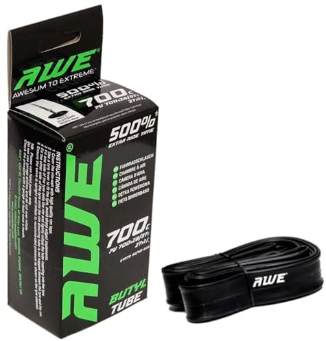 AWE Butyl Rubber 700 X 28/37 C Inner Tube 500%* Extra Ride Time 27 X 1 ¼ Presta Valve