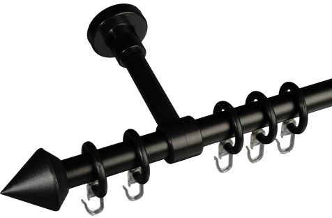Liedeco Gardinenstange Kegel, 20 mm Stilgarnitur schwarz L 240 cm