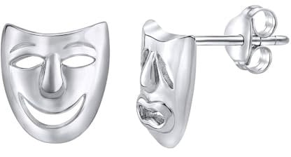 SILVEGO Damen Ohrringe aus 925 Sterling Silber Theatermasken Ohrstecker