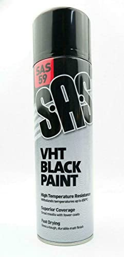 (6 x Tins) 500ml SAS59 VHT High Temperature Black Paint