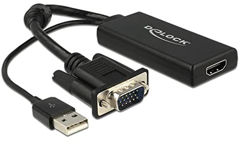 Delock Adapter VGA + Audio zu HDMI mit Kabel schwarz 0.25m VGA+USB2.0-A/HDMI