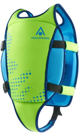 AQUASPHERE Schwimmweste |Schwimmweste für Babys und Kinder, Jungen und Mädchen mit verstellbaren Schnallen & verstellbaren Sicherheitsgurten, Grün, L (3-6Y)