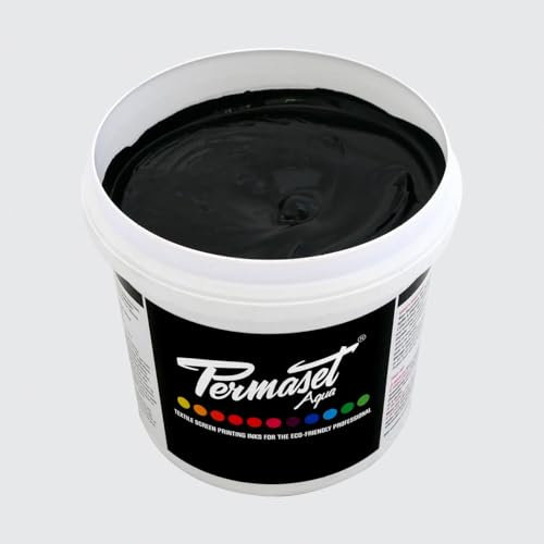 Permaset Aqua Standard 1 Litre Black - Screen Printing Ink for Fabric - Ideal Screen Printing Kit for Home Office, Starter Kit, Fabric Paint, Screen Printer and Other Fabric Ink