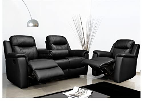 Canapé 3 Places Relax Evasion en Cuir - Noir