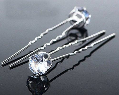 Miya® Set di 10 forcine per capelli di alta qualità, con cristalli e strass, per sposa, matrimonio
