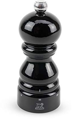 Dekomiro Peugeot 23690 Paris Salzmühle mit u-Select schwarz 12 cm Geschenkset mit 100 gr. Luisenhaller Tiefen-Salz