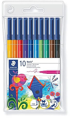 STAEDTLER 326 WP10 Noris Club Fasermaler, im Weichplastiketui, 10 Stück, sortiert