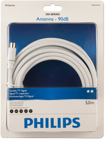 Philips Koax Stecker/Buchse Koaxialkabel, 5m weiß