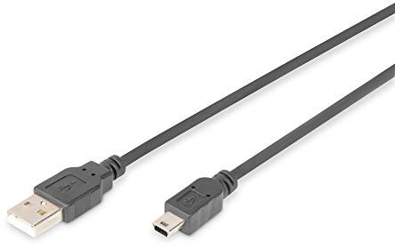 Cable Digitus de conexión USB 2.0 A macho a mini B macho, longitud de 1 m, negro