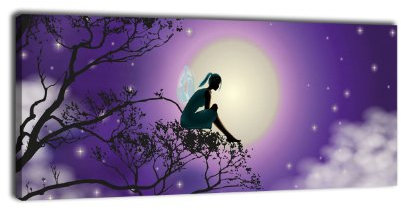 wandmotiv24 Leinwandbild Panorama Nr. 138 Elfenmond 100x40cm, Keilrahmenbild, Bild auf Leinwand, Fantasy Elfe Fee Mond