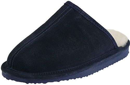 Harrys-Collection Unisex Herren Extra Dicke Pantoffel Lammfell 5 Farben Hausschuh, Farben:Marine, Schuhgröße:42