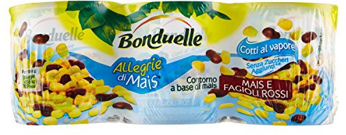 Bonduelle Mais e Fagioli Rossi Cotti al Vapore, 3 x 170g, 510 grammo, 3