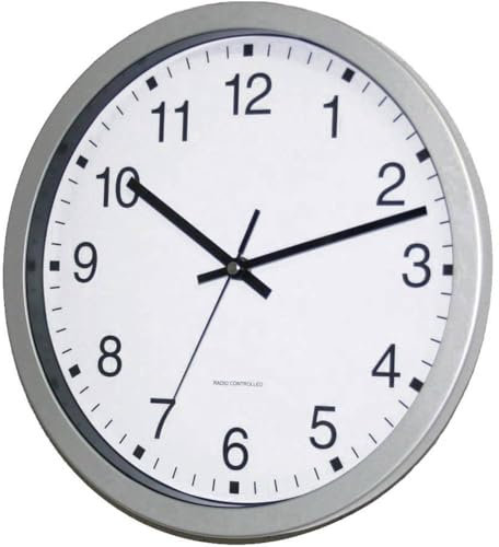 Eurotime 56831-07 Funk-Wanduhr, 30 cm x 4,3 cm, silberfarben